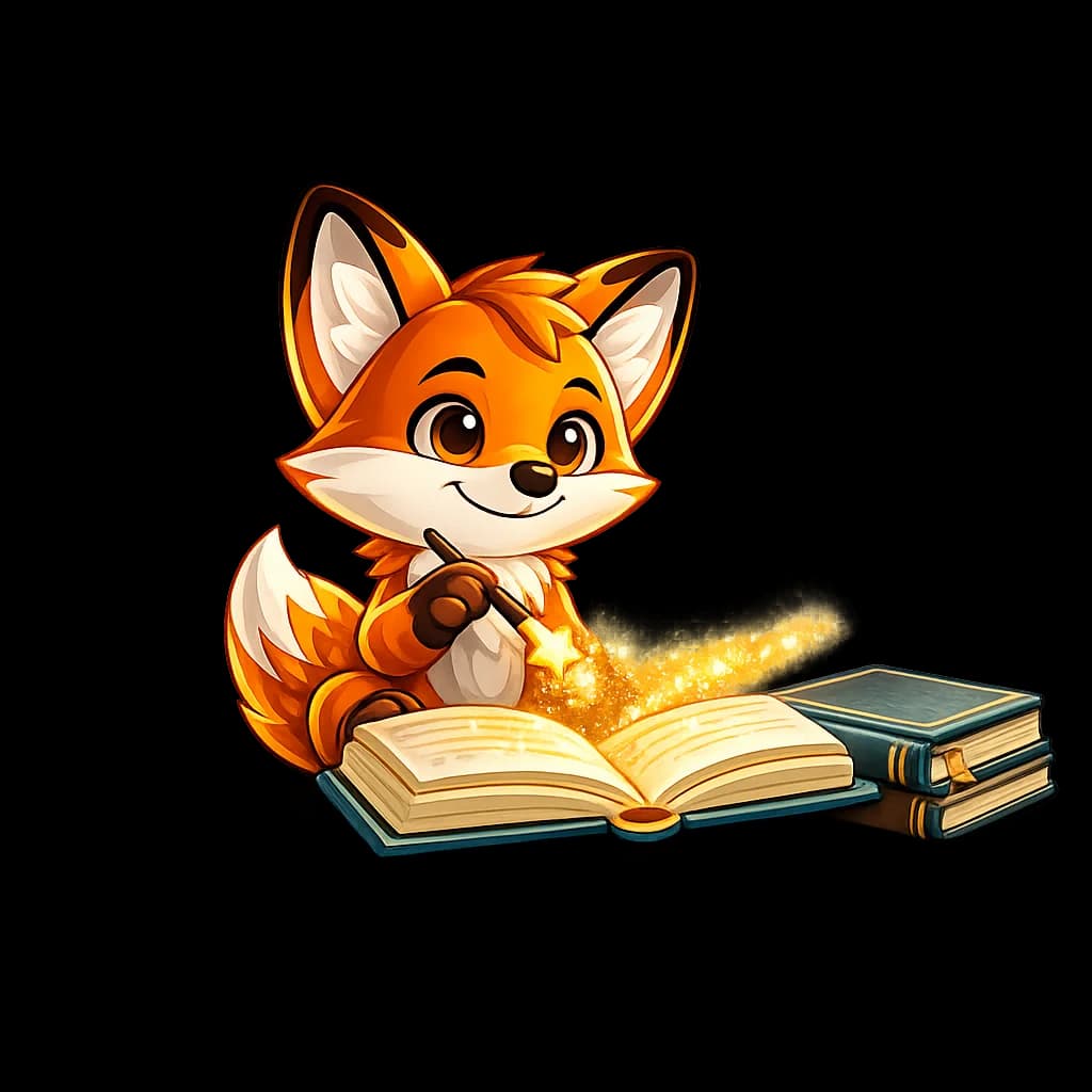 Fox mascot guiding story creation.