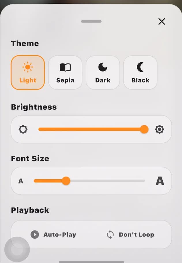 Lumora Kids reading mode setup with theme and story parameter controls.